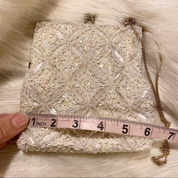*SOLD* Exquisite Vintage Ivory Beaded Purse Evening Bag - Picture 4 of 8